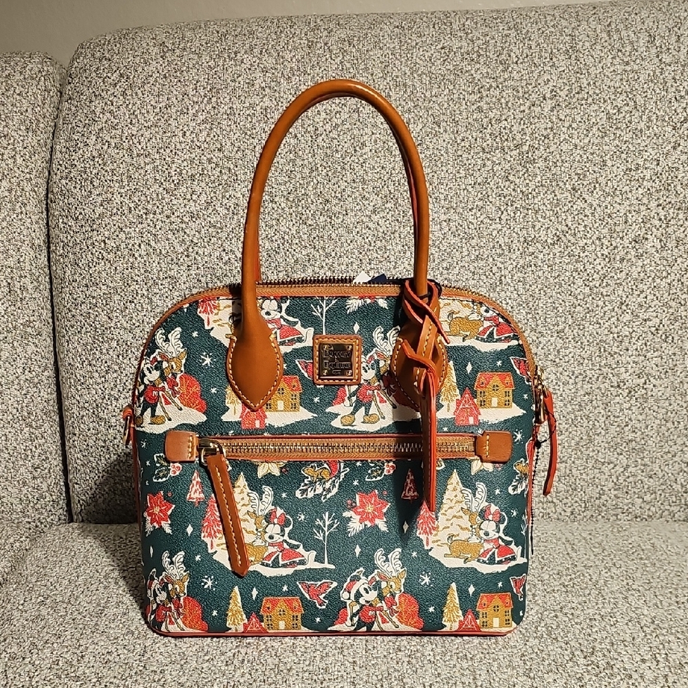Dooney & Bourke X Disney Parks 2022 Mickey and Minnie Christmas Satchel NWT